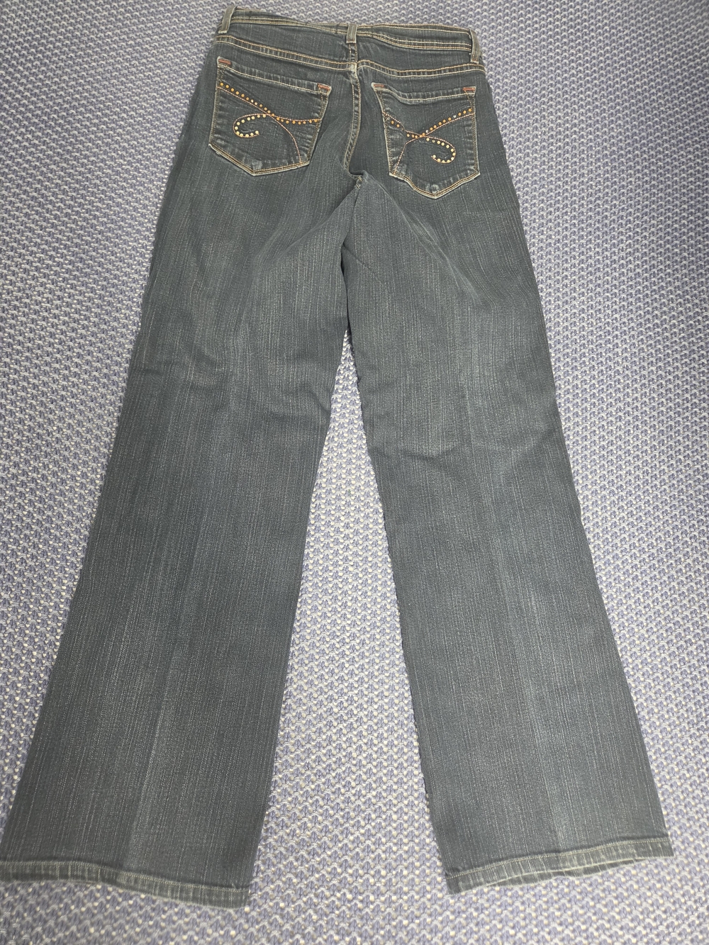 Dark Gray Women's Bootcut Jeans with Embellished Back Pockets #0059